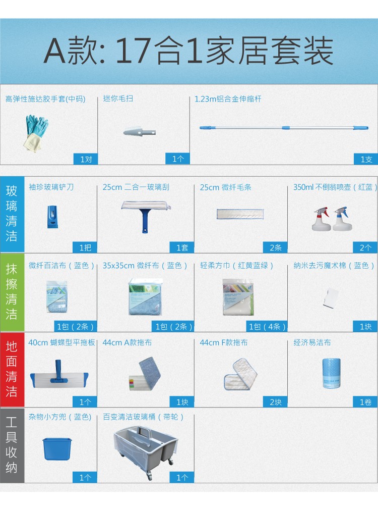 17合1家居清潔套裝靜音輪 TM-TBD S230